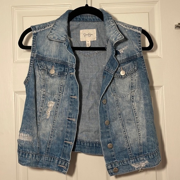 Jessica Simpson distressed, cropped denim vest- size M - Picture 1 of 3